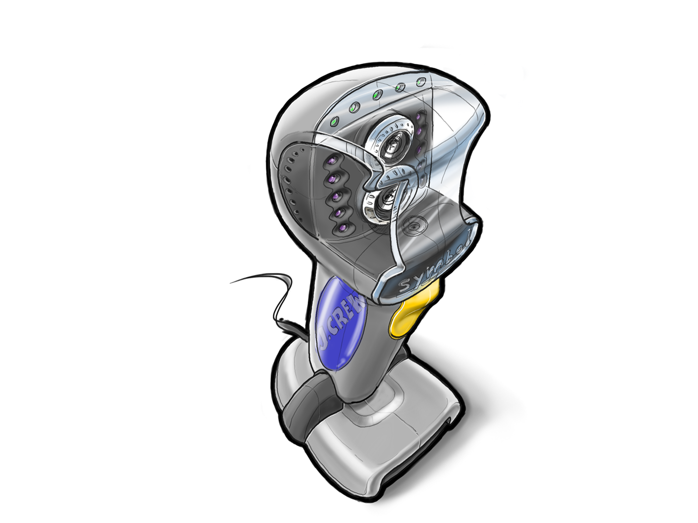 Motorola，brand，Scanner，Scanning gun，Hand drawn，